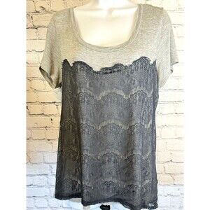 Andrea Missy Top Shirt Gray/Blue Lacy Raw Hem